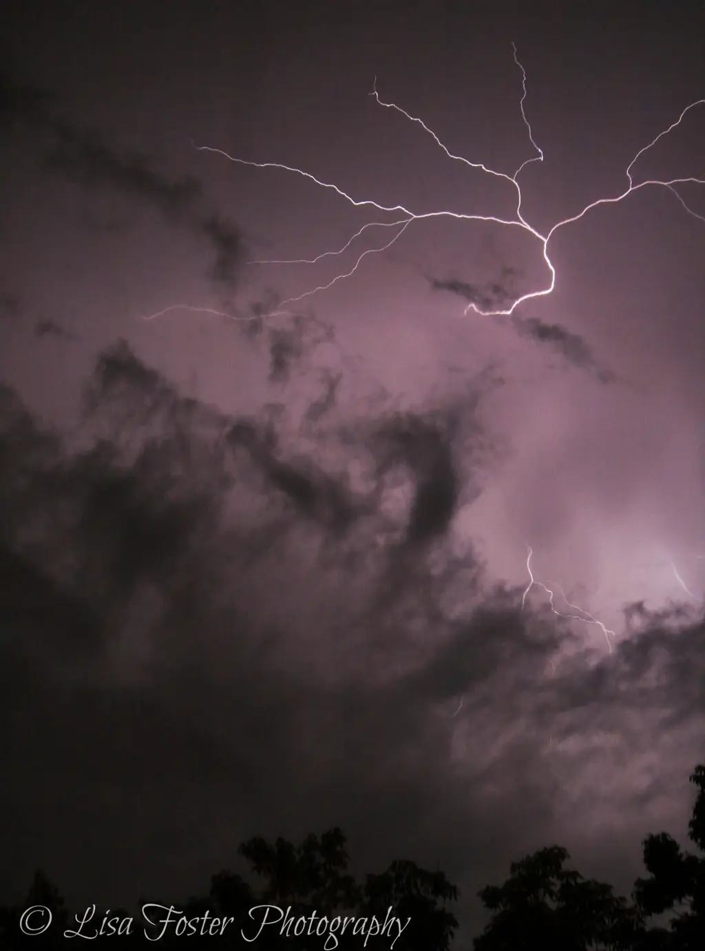 Lightning in a purple sky