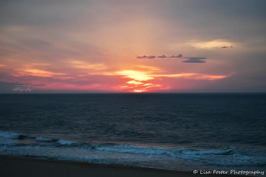 Fiery sunrise over the ocean at Ocean City