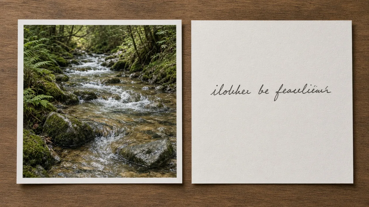 A photograph beside a short handwritten line.
