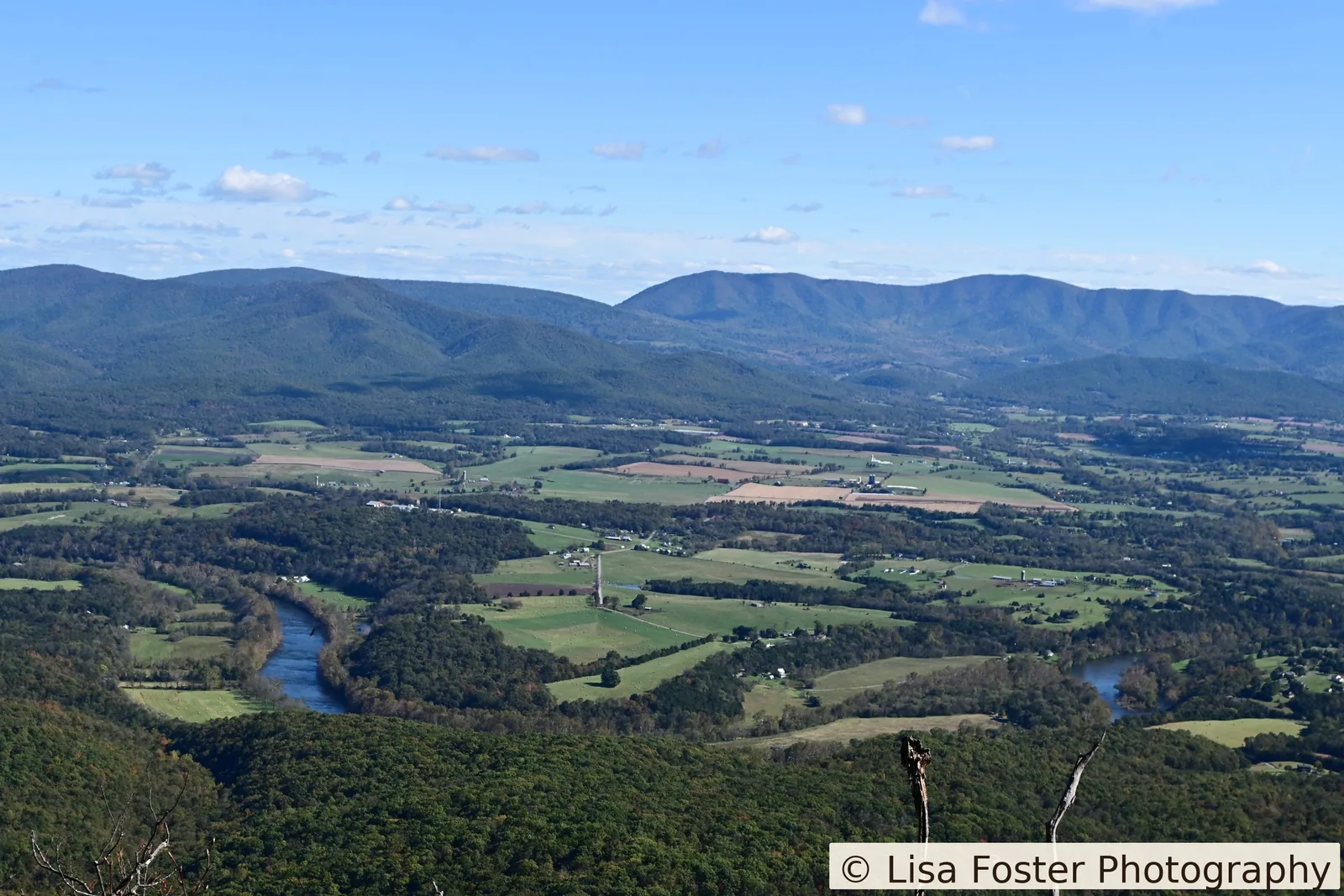 Wide view of the Shenandoah River bending through Page Valley from the Kennedy Peak ridge, October 17, 2026.